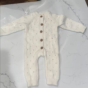Luna & Luca Cozy Ivory Knit Baby Onesie